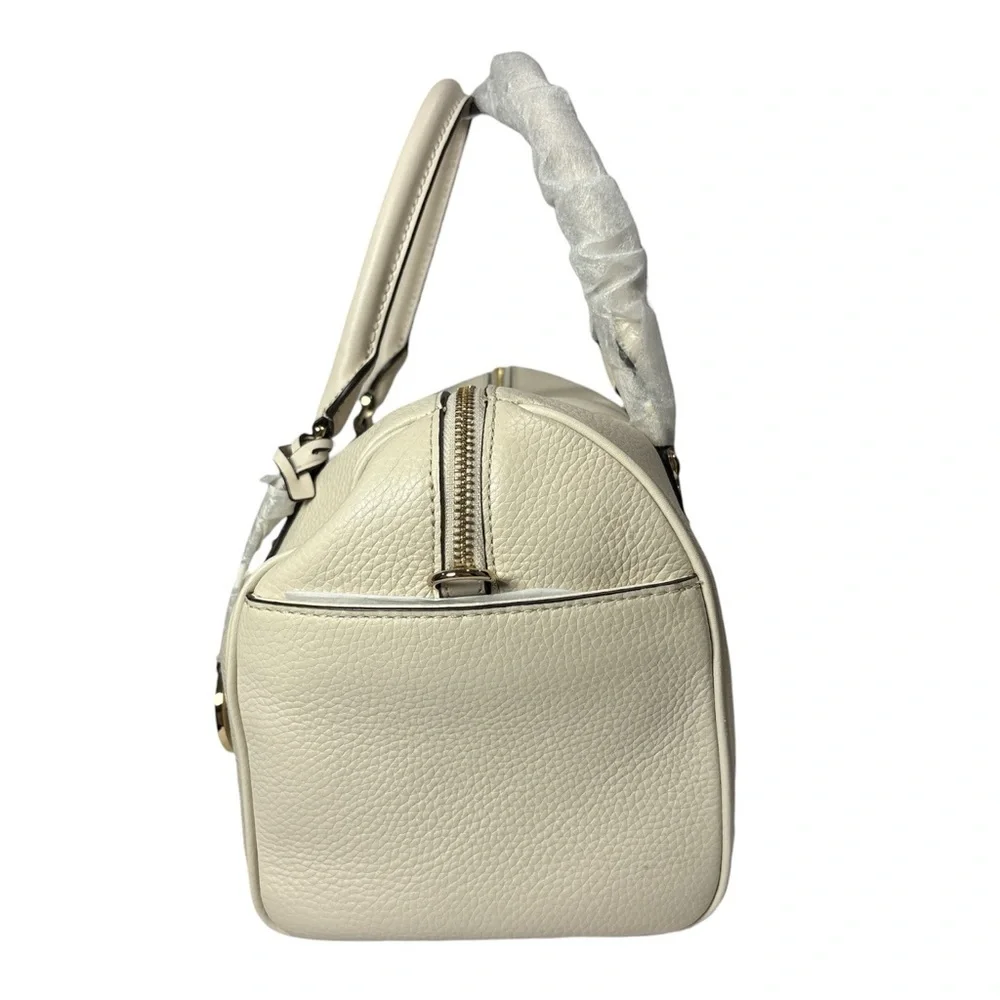 NWT Michael Kors Aria Medium Satchel Ecru Cream Pebbled Leather Purse Handbag - Picture 2 of 10